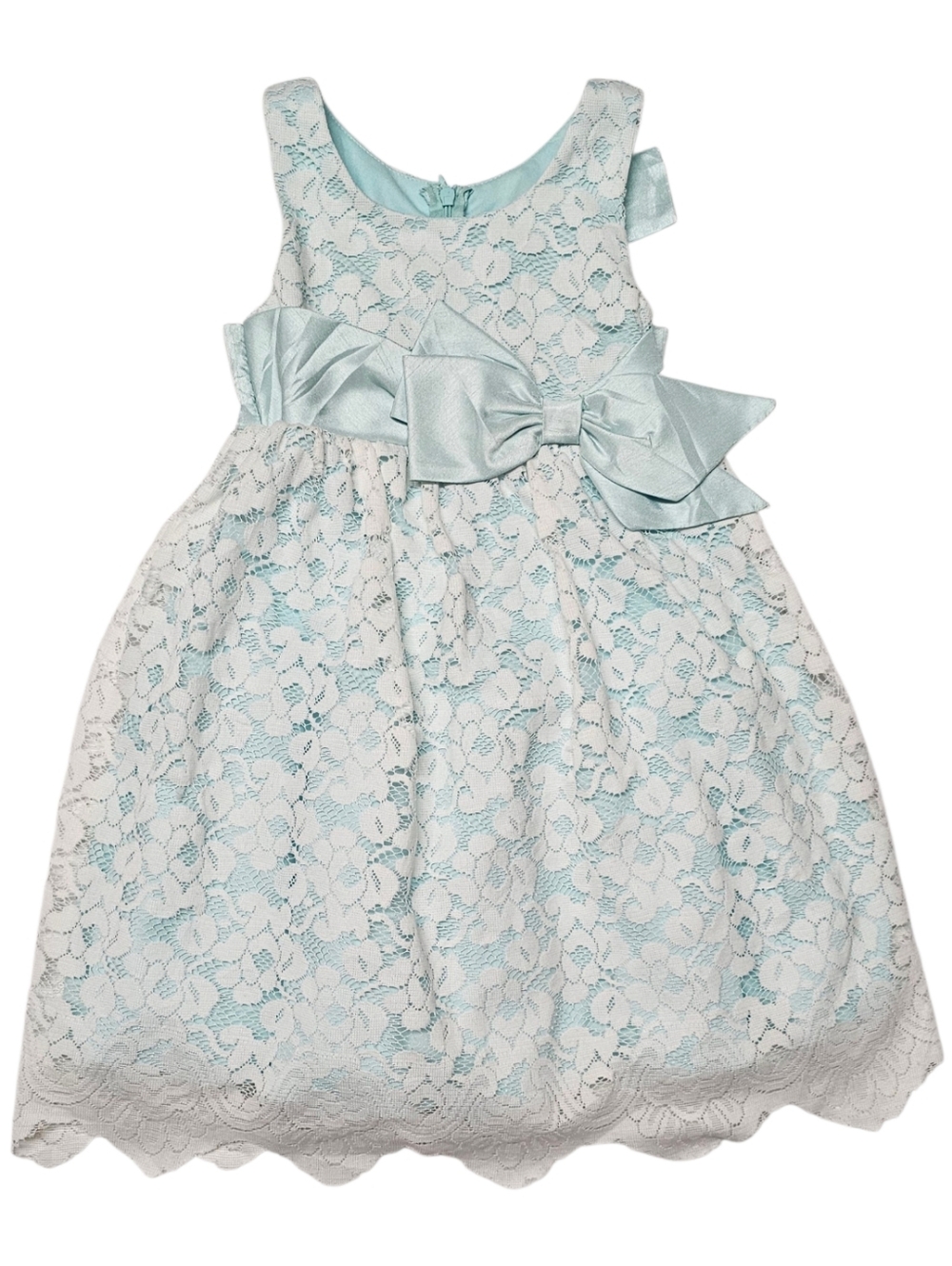 Classic Lace Bow Party Dress for Girls - Light Blue